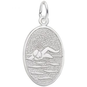 photo of Sterling silver oval disc swimmer charm, engravable item 001-710-03707