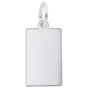 photo of Sterling silver rectangle engravable dog tag charm item 001-710-03770