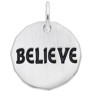 photo of Sterling silver Believe round charm item 001-710-03897