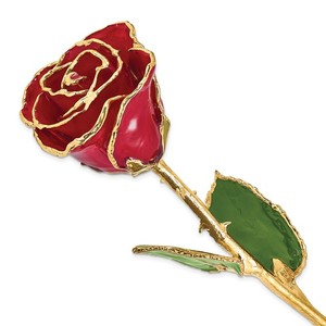 photo of Lacquer dipped gold trim red rose item 001-905-01361