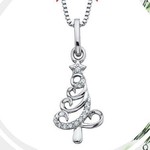 photo of Sterling silver and white topaz Christmas tree pendant with 18'' chain item 001-109-00303