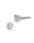 photo of 14 karat white gold round 1/10 carat total weight natural diamond stud earrings with I1 clarity I/J color item 001-115-00617