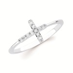 photo of 14 karat white gold diamond cross ring .09 carat diamond weight item 001-120-00386