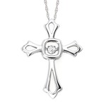 photo of Sterling Silver 18'' chain with shimmering .05 carat diamond cross pendant item 001-130-00706
