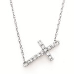 photo of 14 karat white gold .09total weight diamond cross necklace on 18'' chain item 001-130-00769