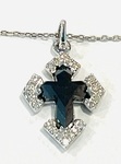 photo of 14 karat white gold 22'' chain with 1.79 carat cross shaped salt and pepper diamond with .20 carat of accent diamonds item 001-130-00787
