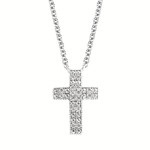 photo of Sterling silver adjustable 18'' chain with .05 total weight diamond cross pendant item 001-130-00793