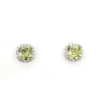 photo of Sterling silver lab created August and CZ  halo earrings item 001-215-00869
