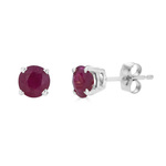 photo of Sterling silver July birthstone 4mm round lab created ruby stud earrings item 001-215-00946