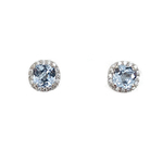 photo of Sterling silver earrings with CZ halo and iimitation March earrings item 001-215-00953