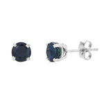 photo of Sterling silver September birthstone 4mm round lab created sapphire stud earrings item 001-215-01004