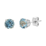 photo of Sterling silver 4mm round lab created aquamarine stud earrings item 001-215-01034