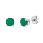 photo of Sterling silver 4mm round simulated emerald stud earrings item 001-215-01035