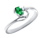 photo of 10 karat white gold created emerald ring with diamond accent item 001-220-00748