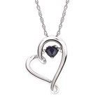 photo of 18'' Sterling silver chain with shimmering sapphire heart pendant item 001-230-01084