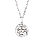 photo of Sterling silver shimmering white sapphire pendant with diamond accents on an 18'' chain item 001-230-01089
