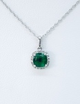 photo of Sterling Silver lab created May halo pendant with 18'' chain item 001-230-01189