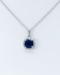 photo of Sterling Silver lab created September halo pendant with 18'' chain item 001-230-01190