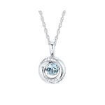 photo of Sterling Silver shimmering aquamarine pendant with diamond accents on an 18'' chain item 001-230-01272