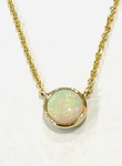 photo of 14 karat yellow gold Australian Opal bezel pendant on 18'' chain item 001-230-01363
