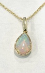 photo of 14 karat yellow gold Australian 1.16 carat opal pendant on 18'' chain item 001-230-01365