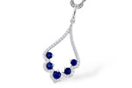 photo of 14 karat white gold sapphire and diamond accented pendant on a 18'' chain item 001-230-01369