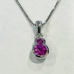 photo of Sterling silver created pink sapphire pendant with 18'' box chain item 001-230-01376