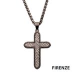 photo of Gun Metal IP Stainless Steel Chiseled Bold Cross Firenze Pendant with 24