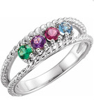 photo of Sterling silver mothers ring with 4 imitation colored stones item 001-410-00525