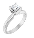 photo of 14 karat white gold solitaire with 0.41 carat princess cut natural diamond SI1 clarity F/G color item 001-421-00046