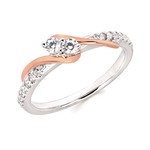 photo of 14 karat white and rose gold two-stone diamond ring, 1/4 carat total diamond weight item 001-425-00154