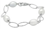 photo of 7'' sterling silver oval link freshwater pearl bracelet item 001-620-00338