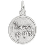 photo of Silver flower girl round disc charm (engravable) item 001-710-02863