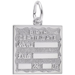 photo of Sterling silver Birth Certificate engravable charm item 001-710-03198