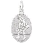 photo of Sterling silver oval disc softball charm item 001-710-03781