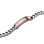photo of Gents brown and stainless ID bracelet with black diamond accent item 001-901-00070